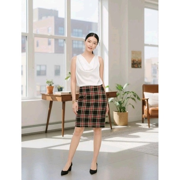 J.CREW Dresses & Skirts - J. Crew Stewart Tartan Plaid Cotton Sateen Pencil Skirt Sz 6 Classic Preppy